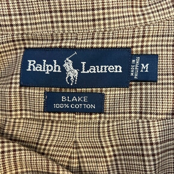 Ralph Lauren Men's Blake Dress Shirt Size M Button Down Brown Plaid Pony Logo - Picture 2 of 7